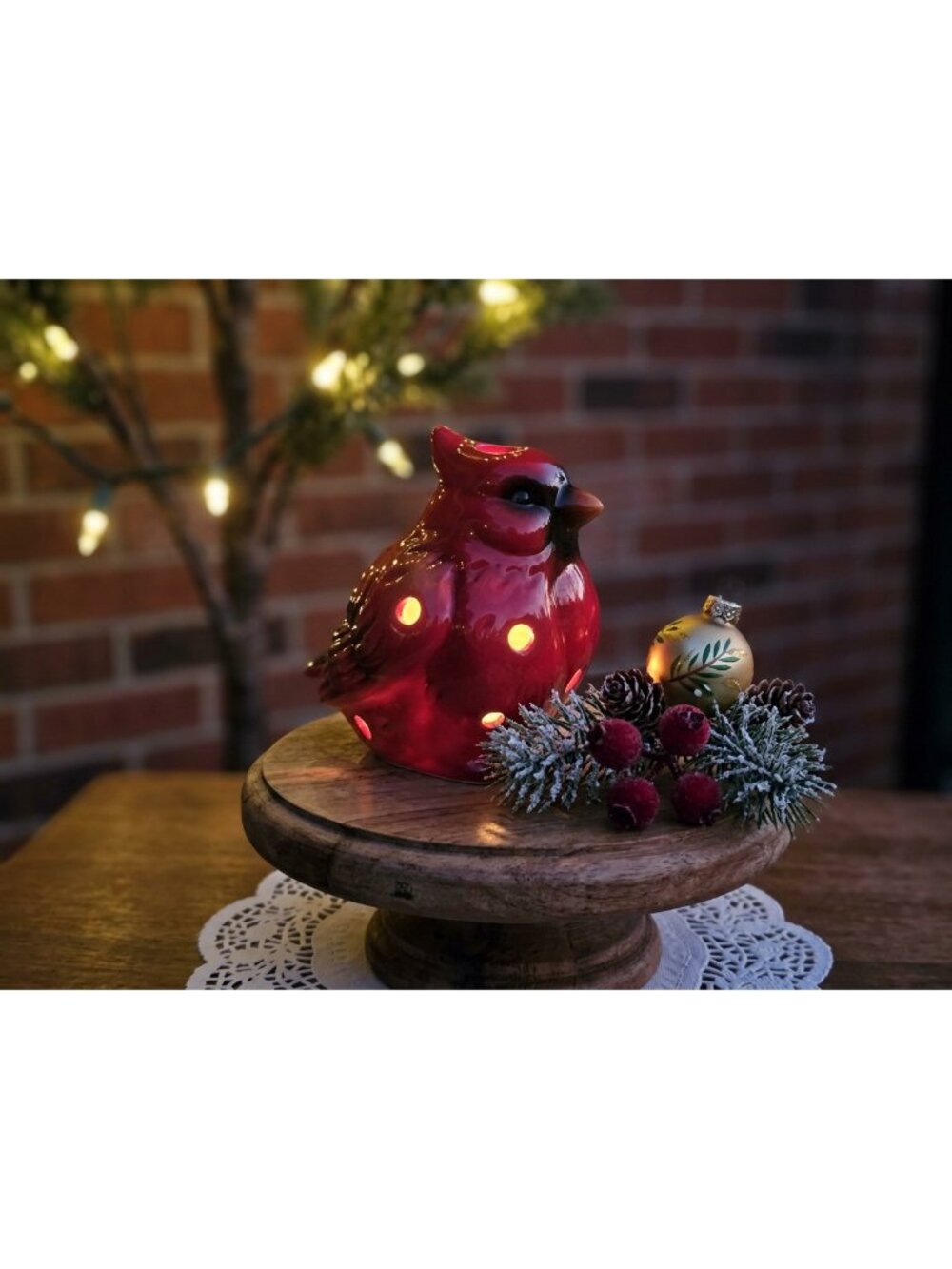 Vintage Red Cardinal Bird Luminary Figurine Light Up Christmas Holiday Decor
